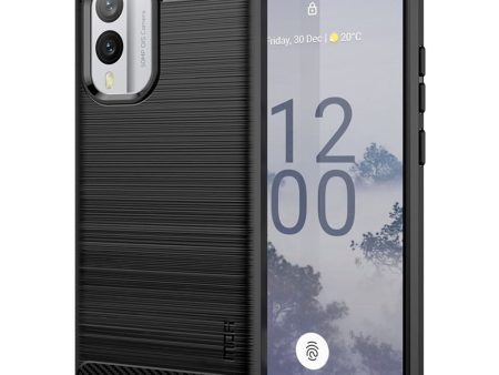 Nokia X30 Mofi Brushed Carbon Fiber Fleksibelt Plastik Cover - Sort For Cheap