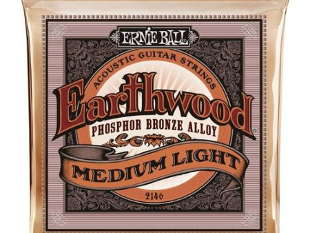 Ernie Ball 2146EB Earthwd Phos Md-Lt Earthwood Medium Light Phosphor Bronze Acoustic Guitar Strings 12 - 54 Supply