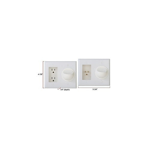 WattBox WB-PowerFlex-S-WHT PowerFlex with Duplex Wall Plate and Silicon A V Pass Through Kit, White on Sale