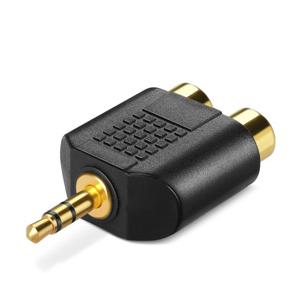 Gold Plated 3.5mm Stereo to 2-RCA Male to Female Adapter Hot on Sale