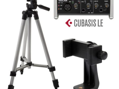 Podcast Recording Kit with Tascam US-1x2-CU USB Audio Interface, Cubase LE, Tripod and Phone Mount For Discount