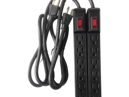 UltraTech 0E-6SURGE2P 6-Outlet 241J Surge Protector, Rocker Switch w LED, 2-Pack Supply