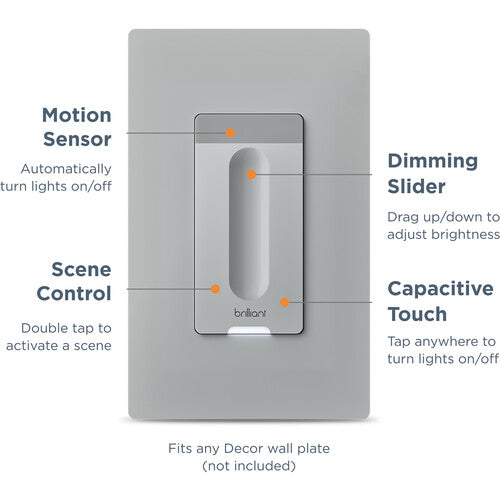 IN STOCK! BRILLIANT SMART DIMMER SWITCH BHS120US-GR1 (Gray) Online Sale