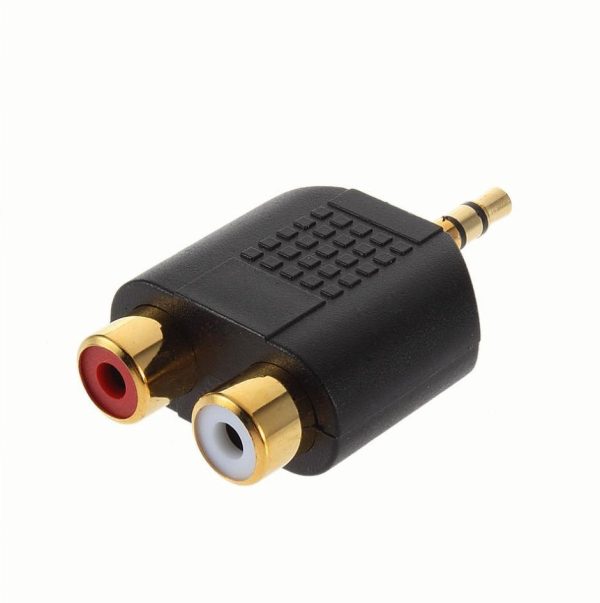 Gold Plated 3.5mm Stereo to 2-RCA Male to Female Adapter Hot on Sale